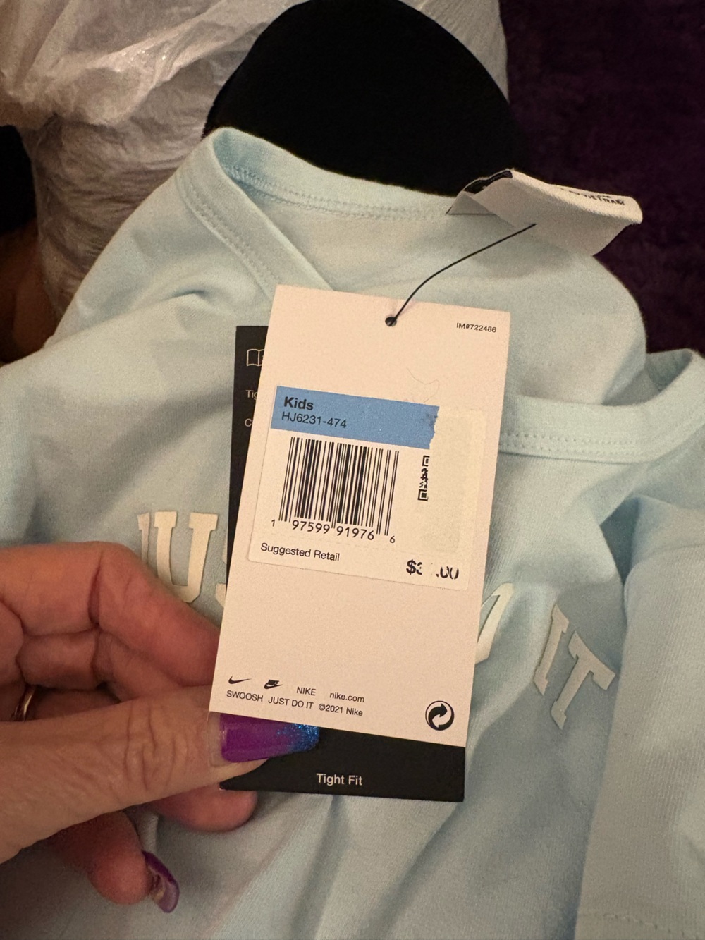 Nike Light Blue Youth Tee with Signature Tag